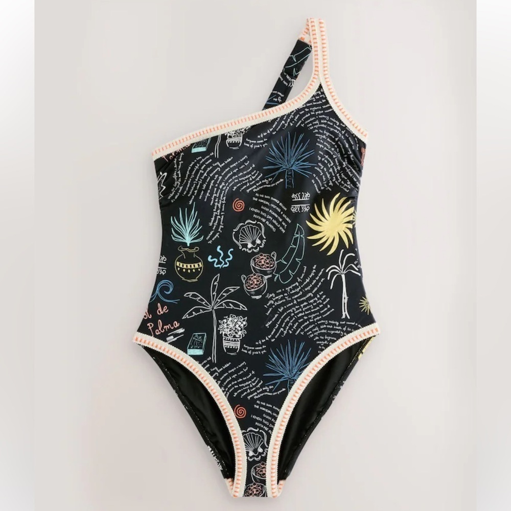 Never Fully Dressed Black Sol de Palma Tummy Control One Shoulder